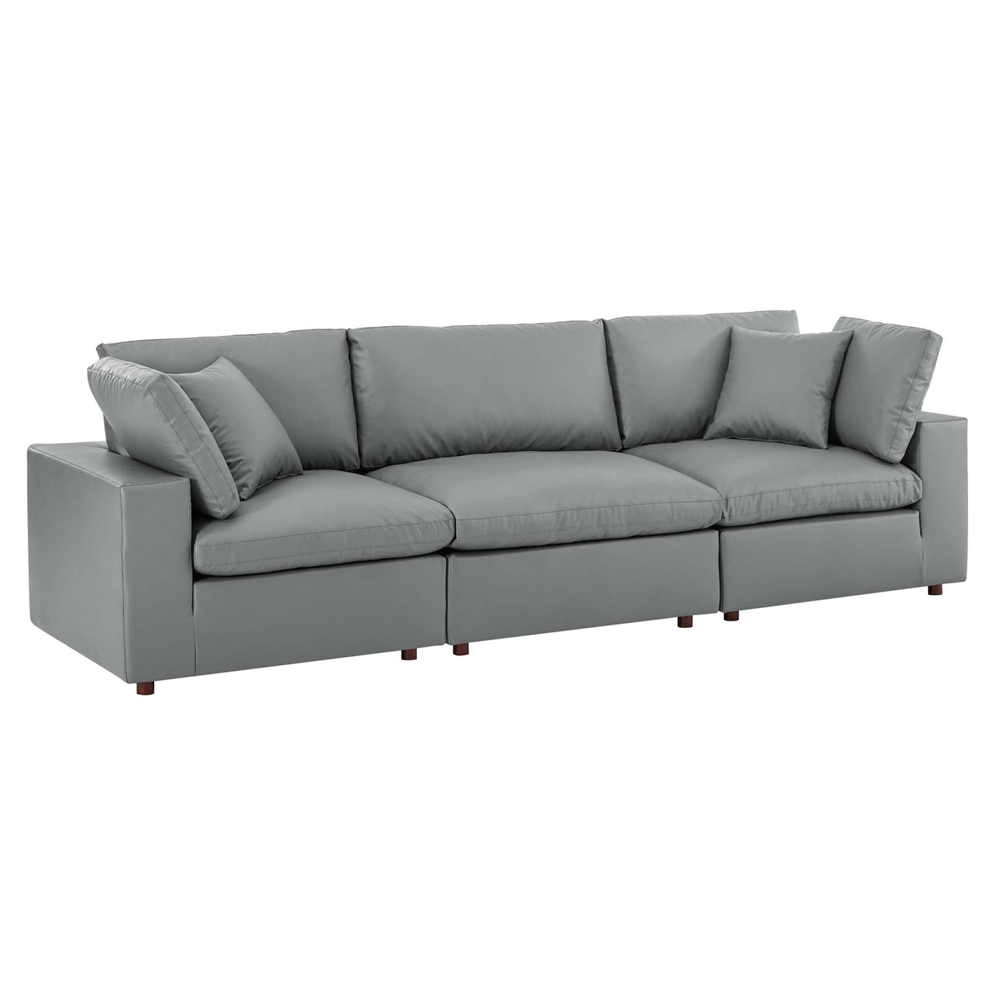 Modway Outlet Commix Down Filled Overstuffed Vegan Leather 3-Seater Sofa by Modway  Living Room Furniture Gray - EEI-4914-GRY