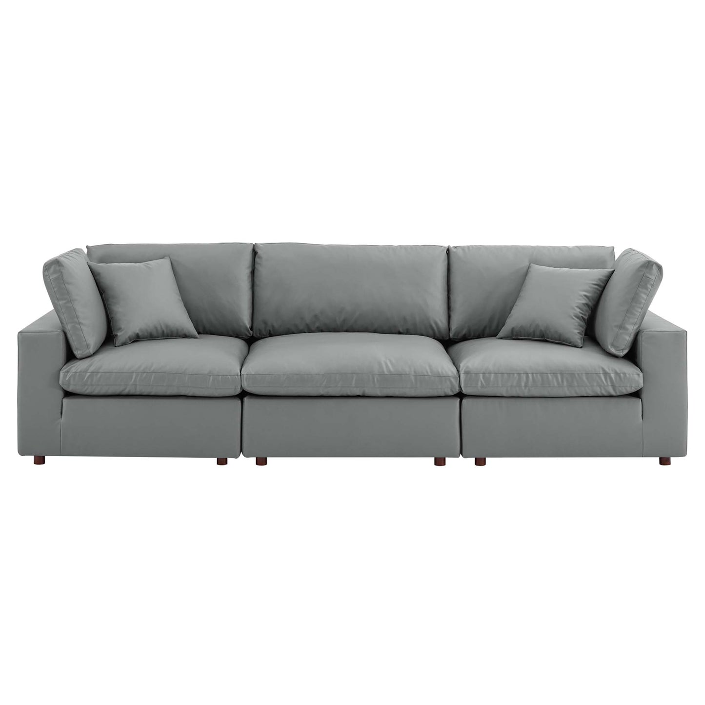 Modway Outlet Commix Down Filled Overstuffed Vegan Leather 3-Seater Sofa by Modway  Living Room Furniture Gray - EEI-4914-GRY