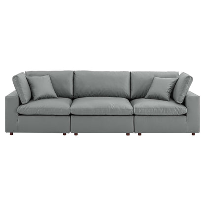 Modway Outlet Commix Down Filled Overstuffed Vegan Leather 3-Seater Sofa by Modway  Living Room Furniture Gray - EEI-4914-GRY