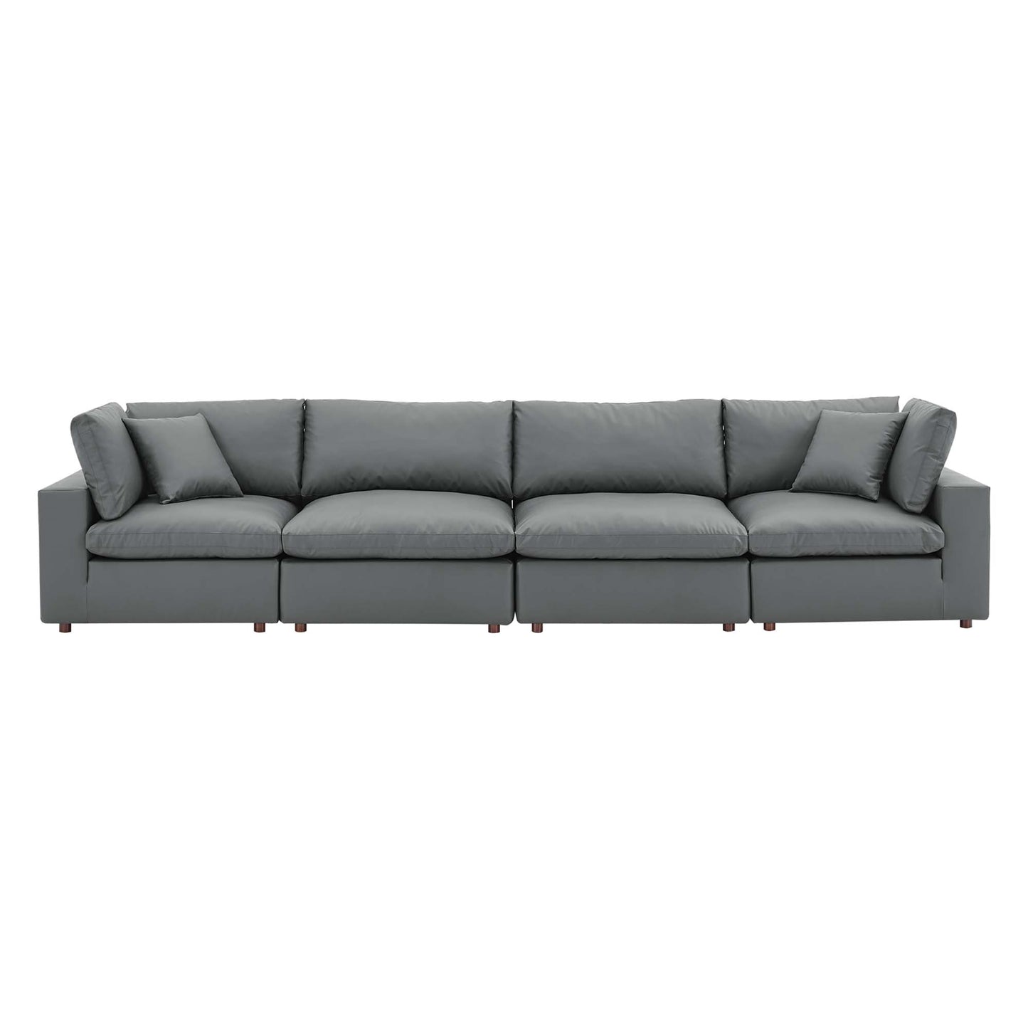 Modway Outlet Commix Down Filled Overstuffed Vegan Leather 4-Seater Sofa by Modway  Living Room Furniture Gray - EEI-4916-GRY