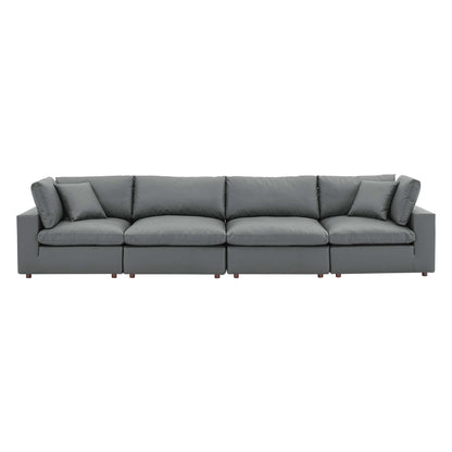 Modway Outlet Commix Down Filled Overstuffed Vegan Leather 4-Seater Sofa by Modway  Living Room Furniture Gray - EEI-4916-GRY