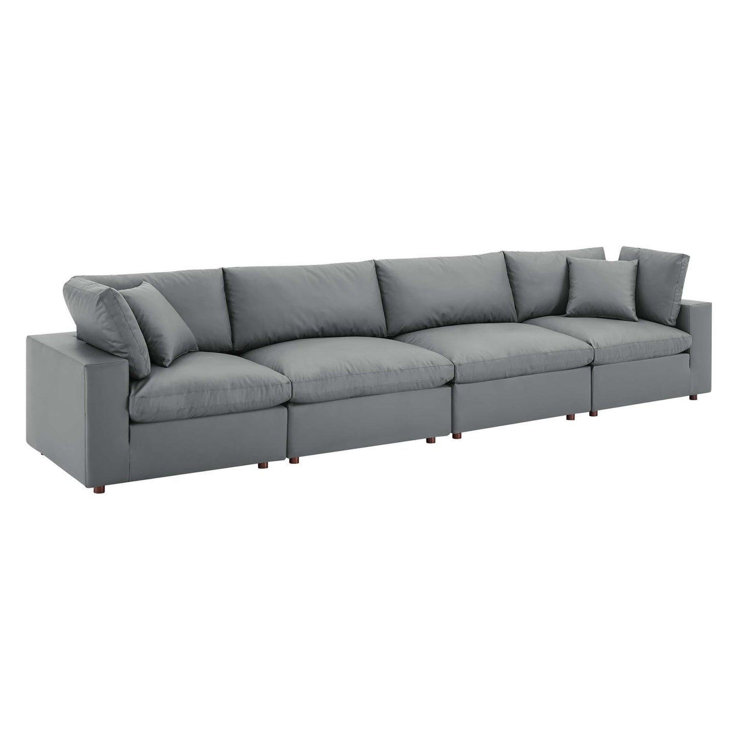 Modway Outlet Commix Down Filled Overstuffed Vegan Leather 4-Seater Sofa by Modway  Living Room Furniture Gray - EEI-4916-GRY