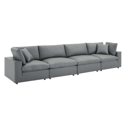 Modway Outlet Commix Down Filled Overstuffed Vegan Leather 4-Seater Sofa by Modway  Living Room Furniture Gray - EEI-4916-GRY