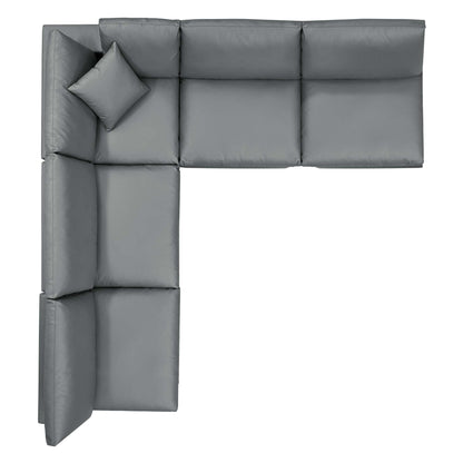 Modway Outlet Commix 5-Piece Down Filled Overstuffed Vegan Leather Sectional Sofa by Modway  Living Room Furniture Gray - EEI-4919-GRY
