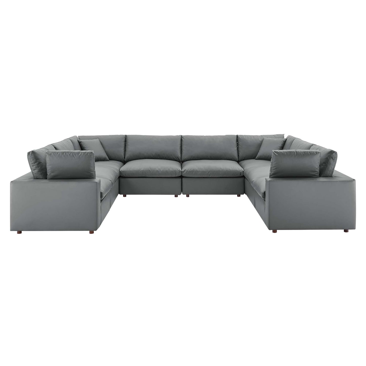 Modway Outlet Commix 8-Piece Down Filled Overstuffed Vegan Leather Sectional Sofa by Modway  Living Room Furniture Gray - EEI-4923-GRY