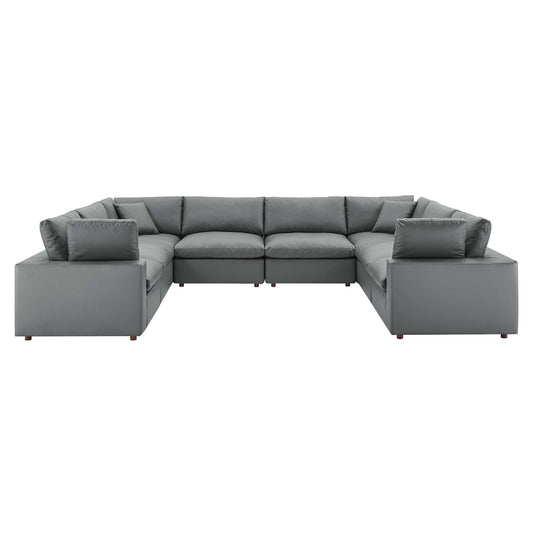 Modway Outlet Commix 8-Piece Down Filled Overstuffed Vegan Leather Sectional Sofa by Modway  Living Room Furniture Gray - EEI-4923-GRY