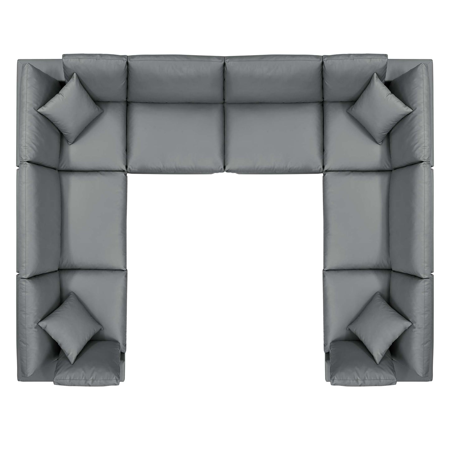 Modway Outlet Commix 8-Piece Down Filled Overstuffed Vegan Leather Sectional Sofa by Modway  Living Room Furniture Gray - EEI-4923-GRY