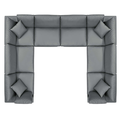 Modway Outlet Commix 8-Piece Down Filled Overstuffed Vegan Leather Sectional Sofa by Modway  Living Room Furniture Gray - EEI-4923-GRY