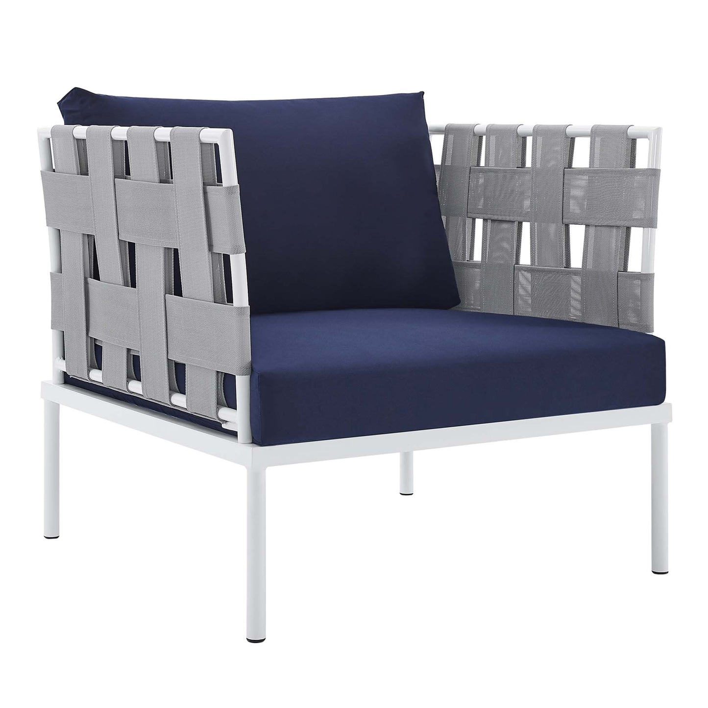 Modway Outlet Harmony 5-Piece Sunbrella? Outdoor Patio Aluminum Furniture Set by Modway  Outdoor Furniture Furniture Gray Navy - EEI-4925-GRY-NAV-SET