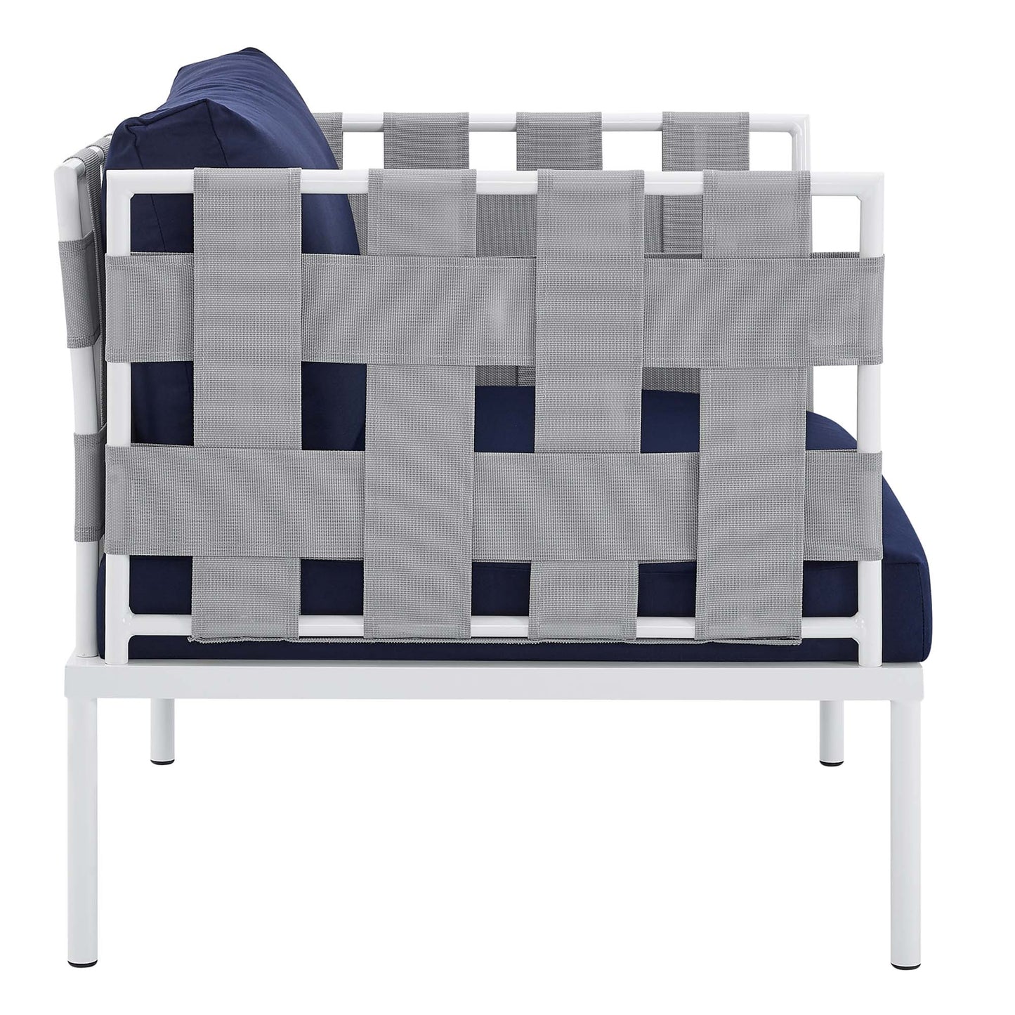 Modway Outlet Harmony 5-Piece Sunbrella? Outdoor Patio Aluminum Furniture Set by Modway  Outdoor Furniture Furniture Gray Navy - EEI-4925-GRY-NAV-SET