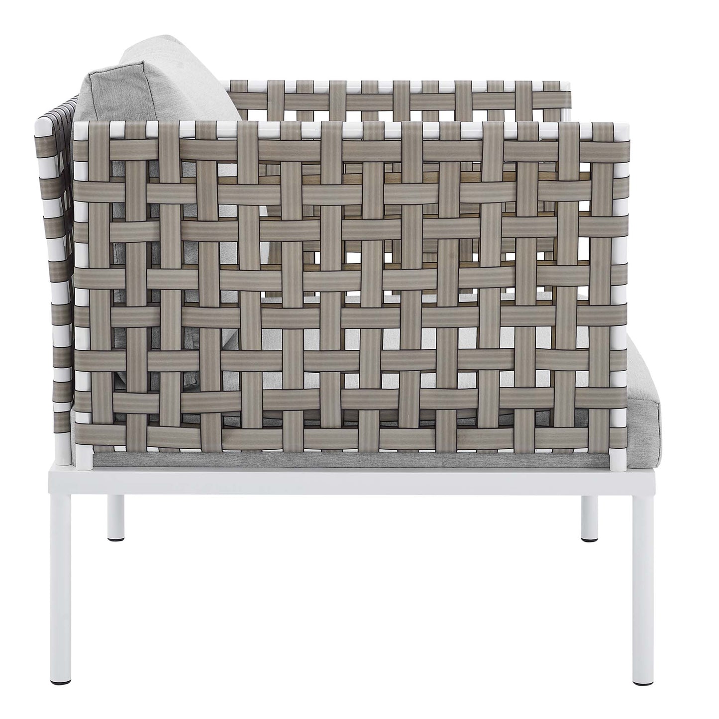 Modway - Harmony Sunbrella? Basket Weave Outdoor Patio Aluminum Armchair by Modway  Outdoor Furniture Sofa Sectionals Gray - EEI-4954-TAN-GRY
