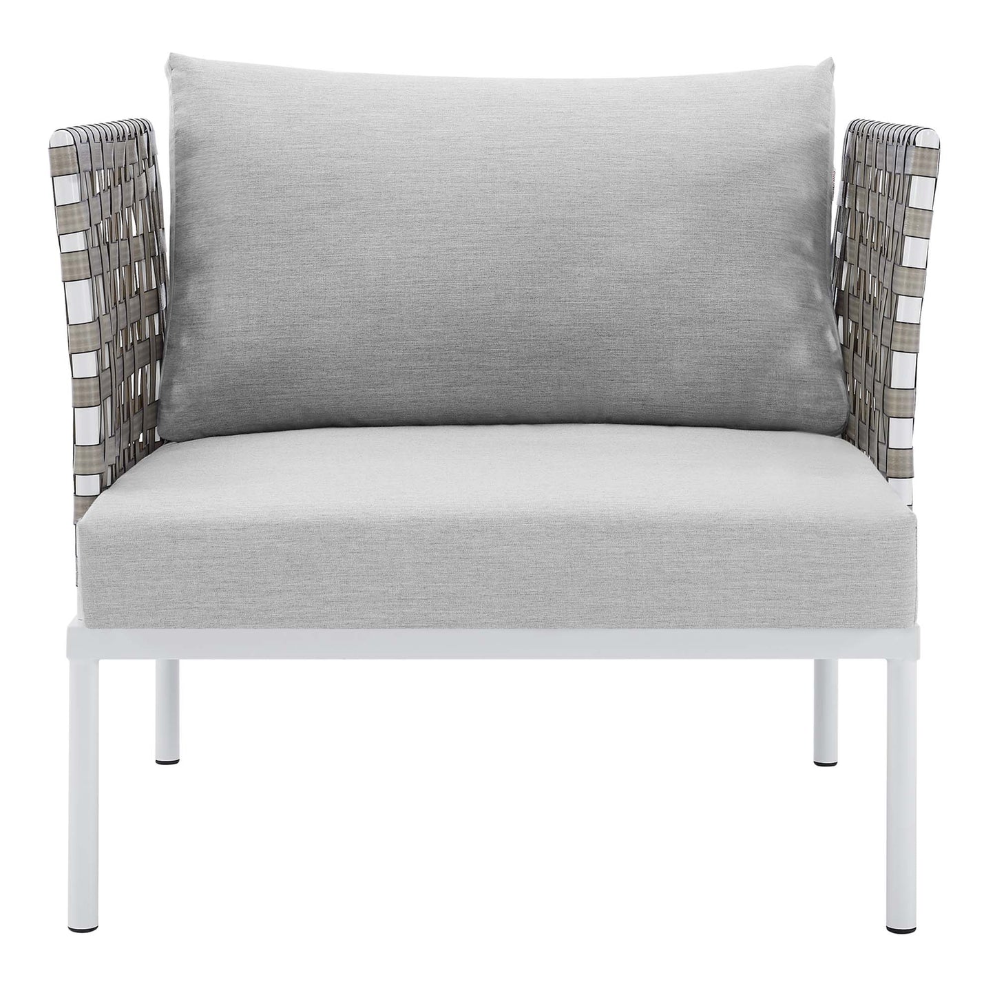 Modway - Harmony Sunbrella? Basket Weave Outdoor Patio Aluminum Armchair by Modway  Outdoor Furniture Sofa Sectionals Gray - EEI-4954-TAN-GRY