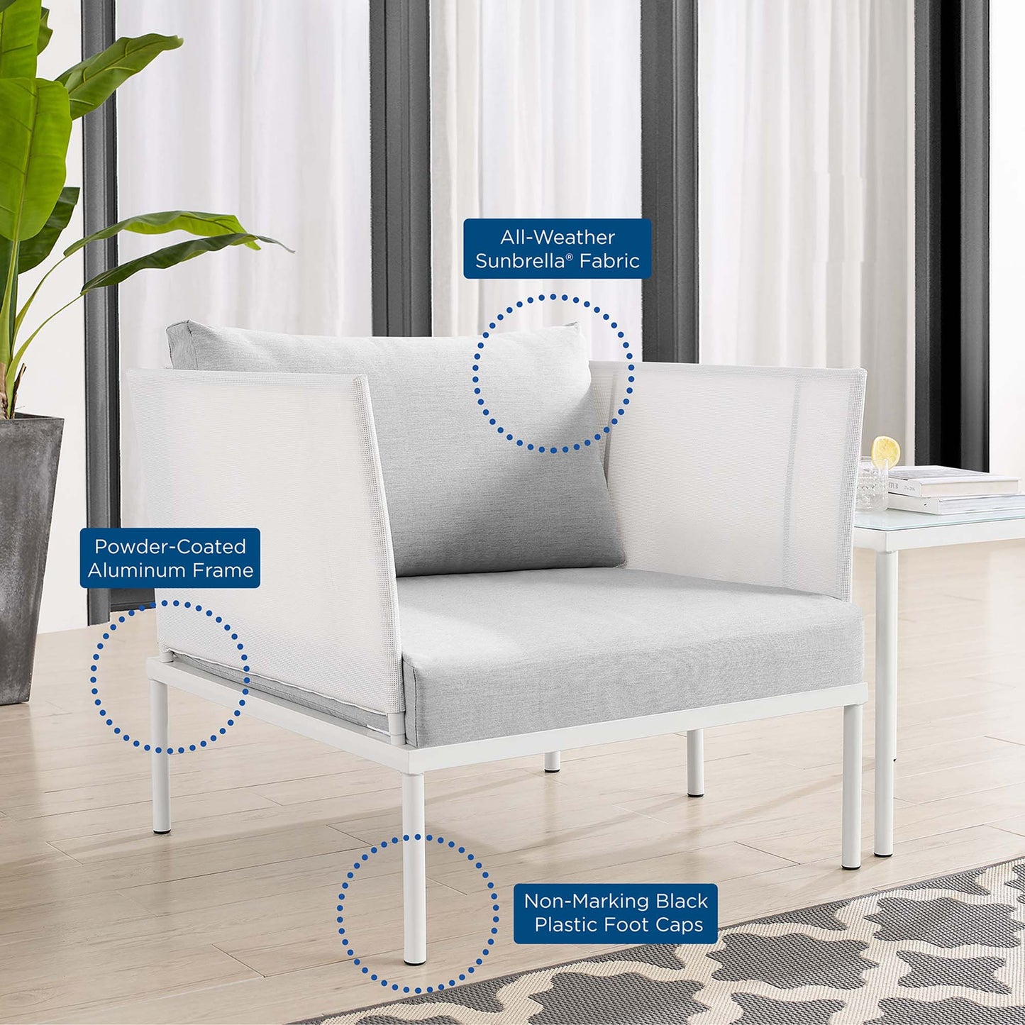 Modway Outlet Harmony Sunbrella? Outdoor Patio Aluminum Armchair by Modway  Outdoor Furniture Furniture White Gray - EEI-4955-WHI-GRY