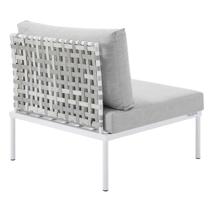 Modway - Harmony Sunbrella? Basket Weave Outdoor Patio Aluminum Armless Chair by Modway  Outdoor Furniture Sofa Sectionals Gray - EEI-4957-TAU-GRY