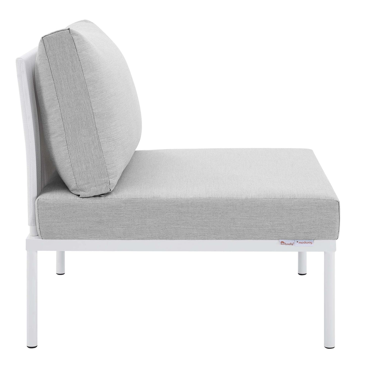 Modway Outlet Harmony Sunbrella? Outdoor Patio Aluminum Armless Chair by Modway  Outdoor Furniture Furniture White Gray - EEI-4959-WHI-GRY