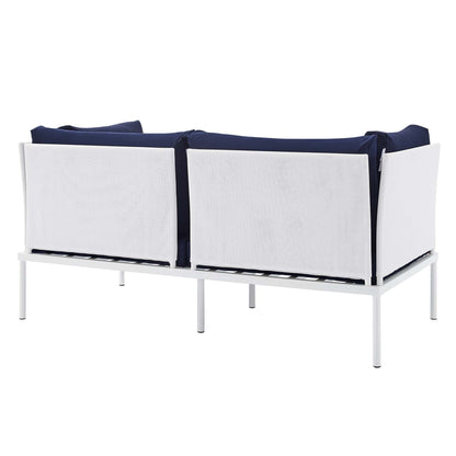 Modway Outlet Harmony Sunbrella? Outdoor Patio Aluminum Loveseat by Modway  Outdoor Furniture Furniture White Navy - EEI-4963-WHI-NAV