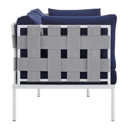 Modway Outlet Harmony Sunbrella? Outdoor Patio Aluminum Loveseat by Modway  Outdoor Furniture Furniture Gray Navy - EEI-4964-GRY-NAV