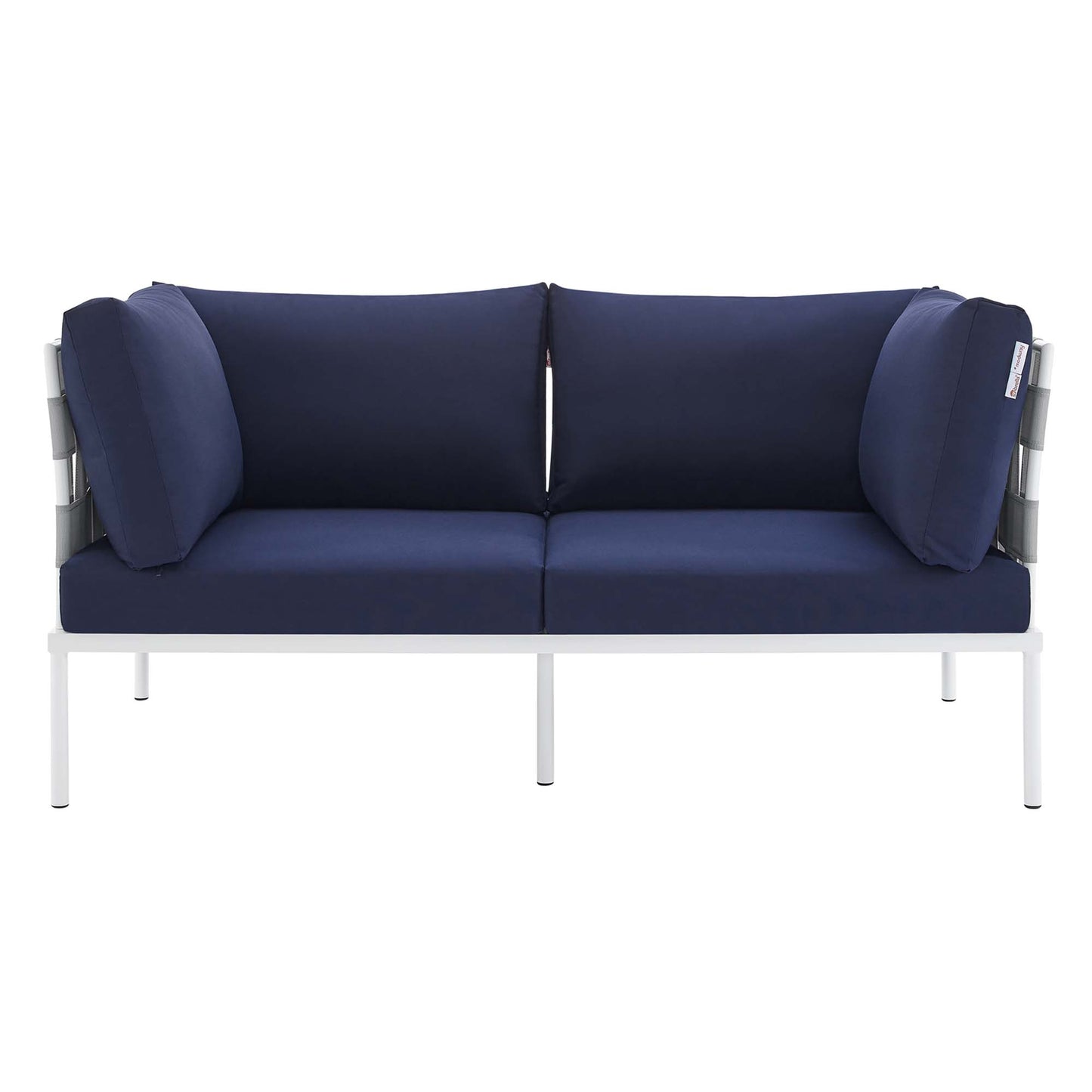 Modway Outlet Harmony Sunbrella? Outdoor Patio Aluminum Loveseat by Modway  Outdoor Furniture Furniture Gray Navy - EEI-4964-GRY-NAV