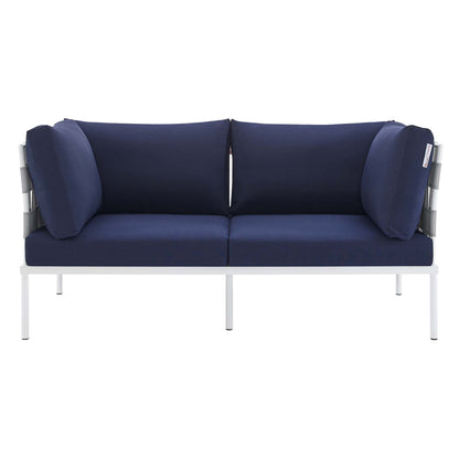 Modway Outlet Harmony Sunbrella? Outdoor Patio Aluminum Loveseat by Modway  Outdoor Furniture Furniture Gray Navy - EEI-4964-GRY-NAV