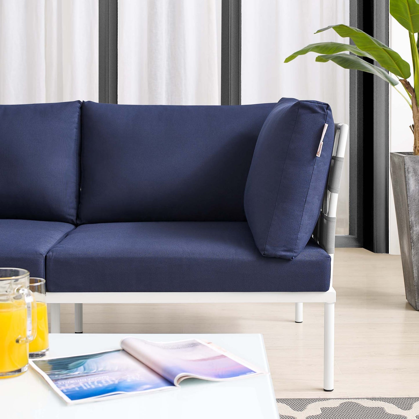 Modway Outlet Harmony Sunbrella? Outdoor Patio Aluminum Loveseat by Modway  Outdoor Furniture Furniture Gray Navy - EEI-4964-GRY-NAV