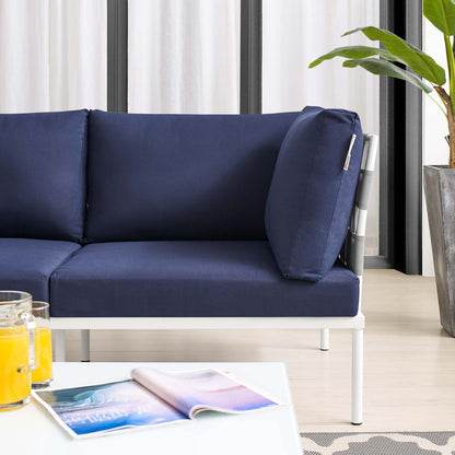 Modway Outlet Harmony Sunbrella? Outdoor Patio Aluminum Loveseat by Modway  Outdoor Furniture Furniture Gray Navy - EEI-4964-GRY-NAV