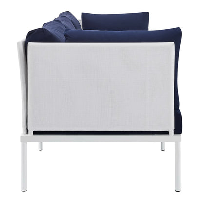 Modway Outlet Harmony Sunbrella? Outdoor Patio Aluminum Sofa by Modway  Outdoor Furniture Furniture White Navy - EEI-4967-WHI-NAV