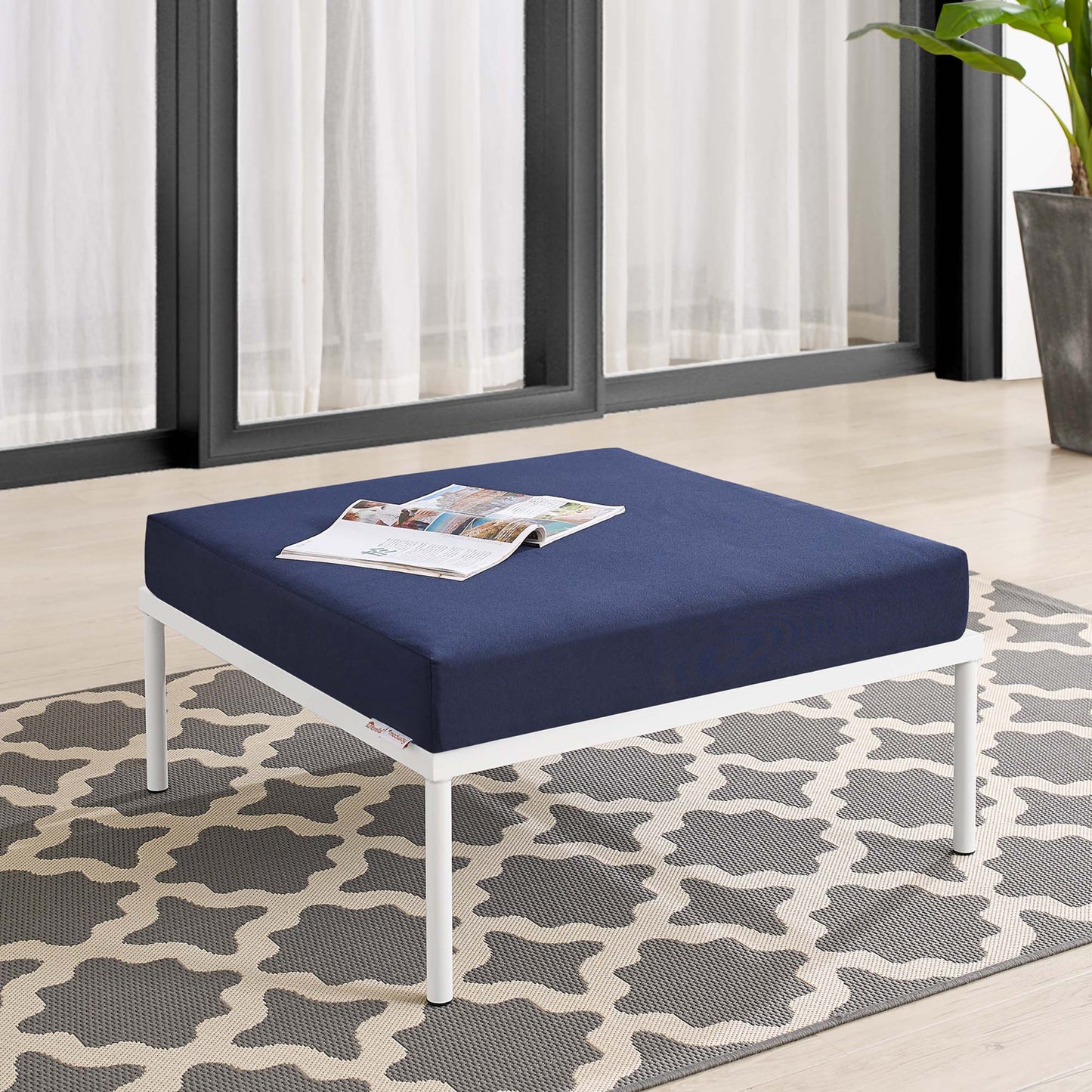 Modway Outlet Harmony Sunbrella? Outdoor Patio Aluminum Ottoman by Modway  Outdoor Furniture Furniture Navy - EEI-4969-NAV