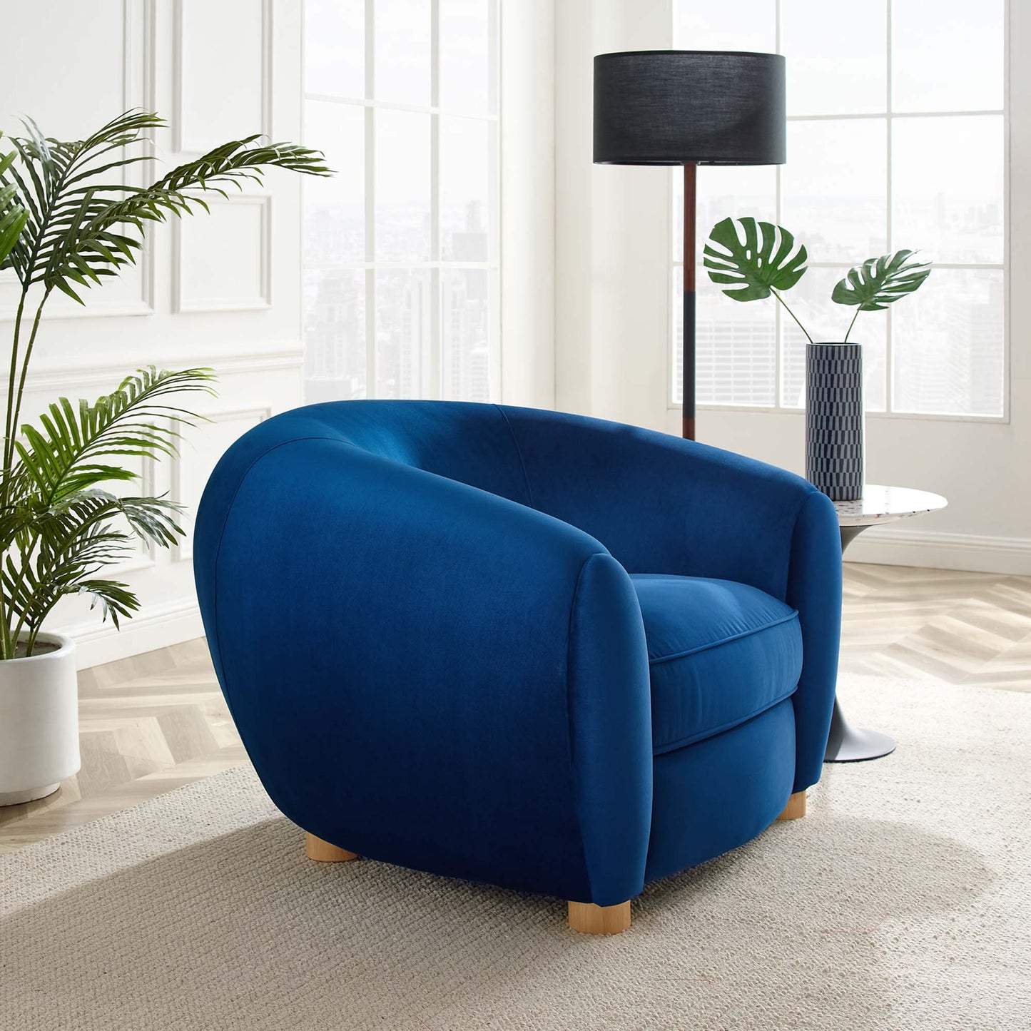 Modway Outlet Abundant Performance Velvet Armchair by Modway  Living Room Furniture Navy - EEI-4971-NAV