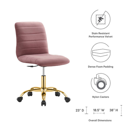 Modway - Ripple Armless Performance Velvet Office Chair by Modway  Office Furniture Office Chairs Red - EEI-4972-GLD-DUS