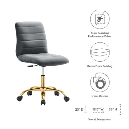 Modway - Ripple Armless Performance Velvet Office Chair by Modway  Office Furniture Office Chairs Gray - EEI-4972-GLD-GRY