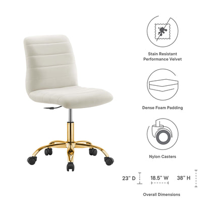 Modway - Ripple Armless Performance Velvet Office Chair by Modway  Office Furniture Office Chairs White - EEI-4972-GLD-IVO