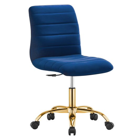 Modway - Ripple Armless Performance Velvet Office Chair by Modway  Office Furniture Office Chairs Blue - EEI-4972-GLD-NAV