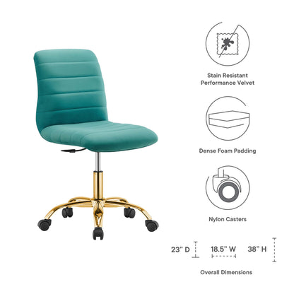 Modway - Ripple Armless Performance Velvet Office Chair by Modway  Office Furniture Office Chairs Blue - EEI-4972-GLD-TEA