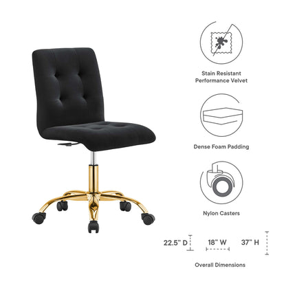 Modway - Prim Armless Performance Velvet Office Chair by Modway  Office Furniture Office Chairs Black - EEI-4973-GLD-BLK