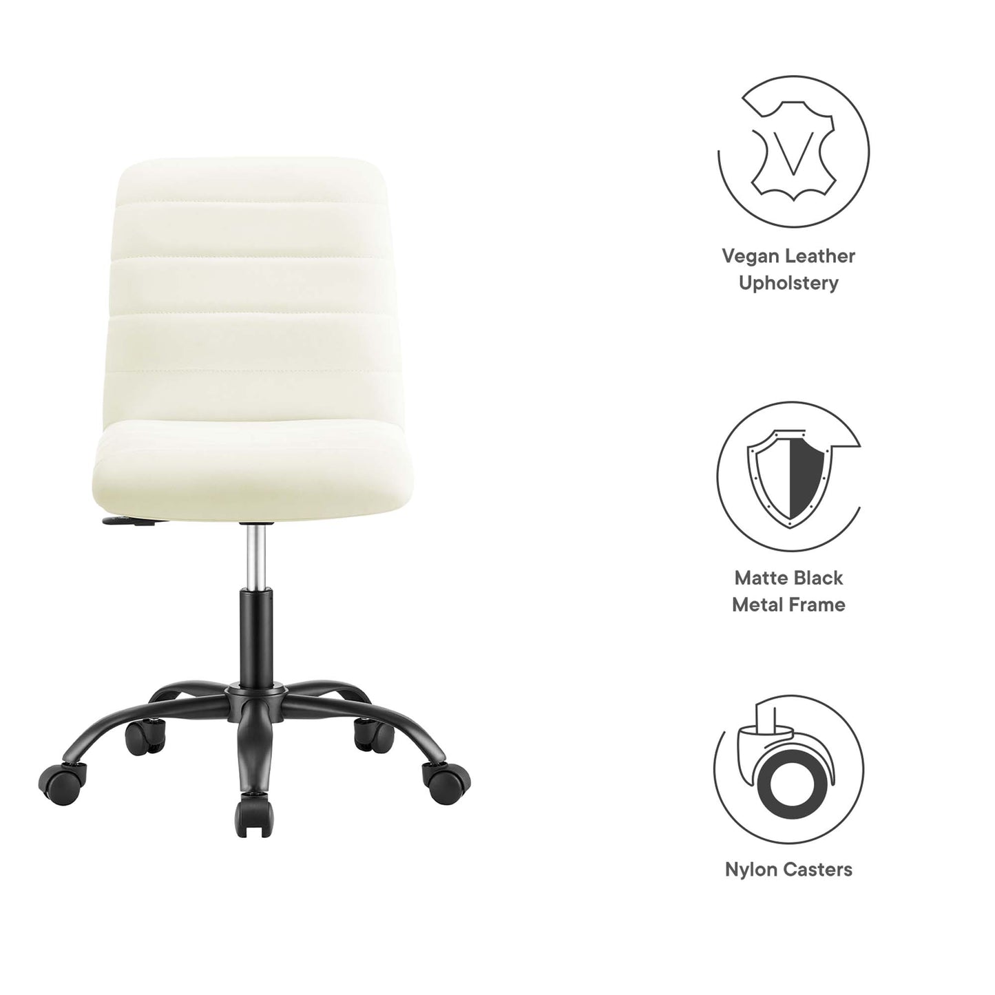 Modway Outlet Ripple Armless Vegan Leather Office Chair by Modway  Office Furniture Furniture Black White - EEI-4974-BLK-WHI