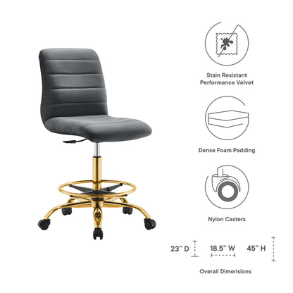 Modway - Ripple Armless Performance Velvet Drafting Chair by Modway  Office Furniture Office Chairs Gray - EEI-4976-GLD-GRY