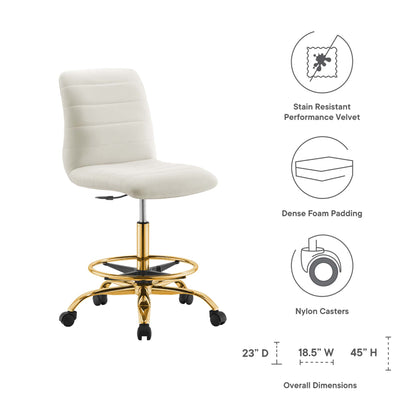 Modway - Ripple Armless Performance Velvet Drafting Chair by Modway  Office Furniture Office Chairs White - EEI-4976-GLD-IVO