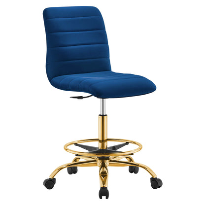 Modway - Ripple Armless Performance Velvet Drafting Chair by Modway  Office Furniture Office Chairs Blue - EEI-4976-GLD-NAV