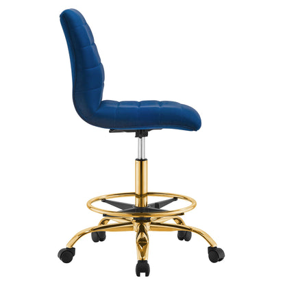 Modway - Ripple Armless Performance Velvet Drafting Chair by Modway  Office Furniture Office Chairs Blue - EEI-4976-GLD-NAV