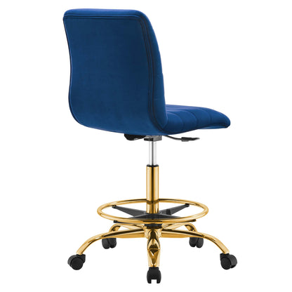 Modway - Ripple Armless Performance Velvet Drafting Chair by Modway  Office Furniture Office Chairs Blue - EEI-4976-GLD-NAV