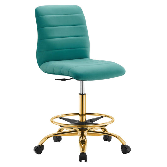 Modway - Ripple Armless Performance Velvet Drafting Chair by Modway  Office Furniture Office Chairs Blue - EEI-4976-GLD-TEA