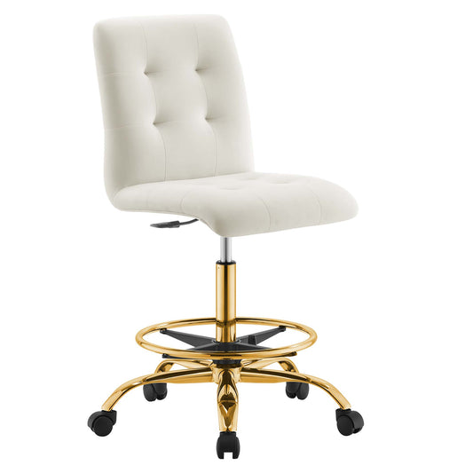 Modway - Prim Armless Performance Velvet Drafting Chair by Modway  Office Furniture Office Chairs White - EEI-4977-GLD-IVO