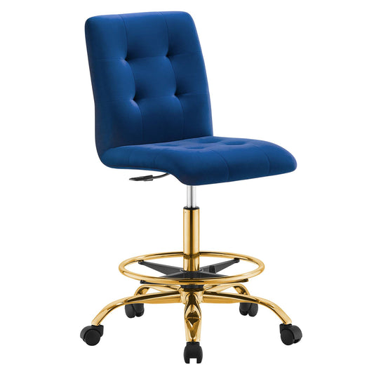 Modway - Prim Armless Performance Velvet Drafting Chair by Modway  Office Furniture Office Chairs Blue - EEI-4977-GLD-NAV
