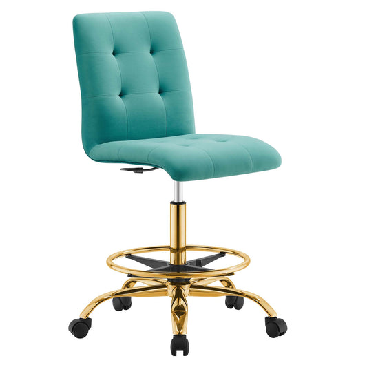 Modway - Prim Armless Performance Velvet Drafting Chair by Modway  Office Furniture Office Chairs Blue - EEI-4977-GLD-TEA