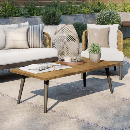 Modway Outlet Meadow Outdoor Patio Teak Wood Coffee Table by Modway  Outdoor Furniture Furniture Natural Taupe - EEI-4992-NAT-TAU