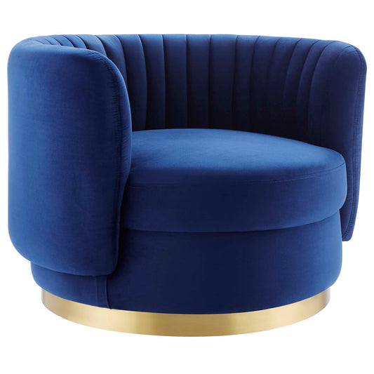 Modway Outlet Embrace Tufted Performance Velvet Swivel Chair by Modway  Living Room Furniture Gold Navy - EEI-4997-GLD-NAV