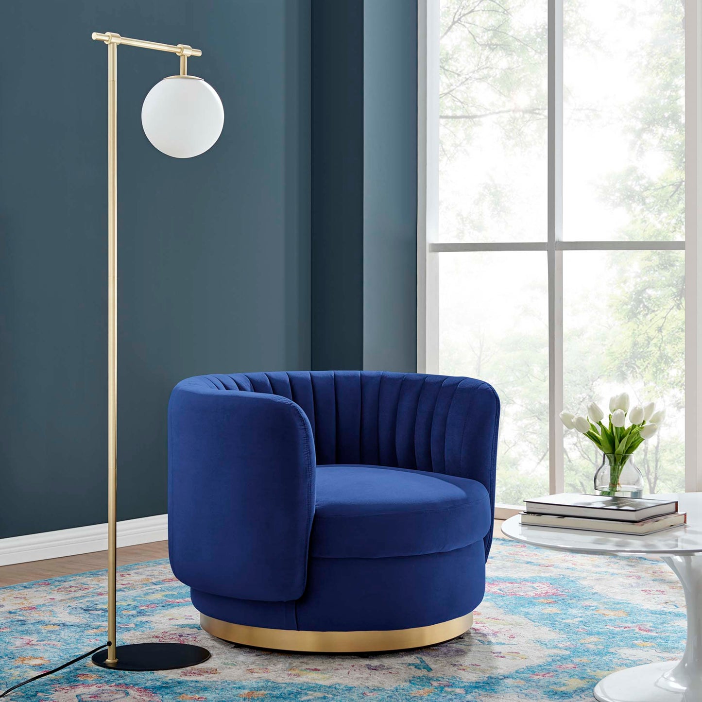 Modway Outlet Embrace Tufted Performance Velvet Swivel Chair by Modway  Living Room Furniture Gold Navy - EEI-4997-GLD-NAV