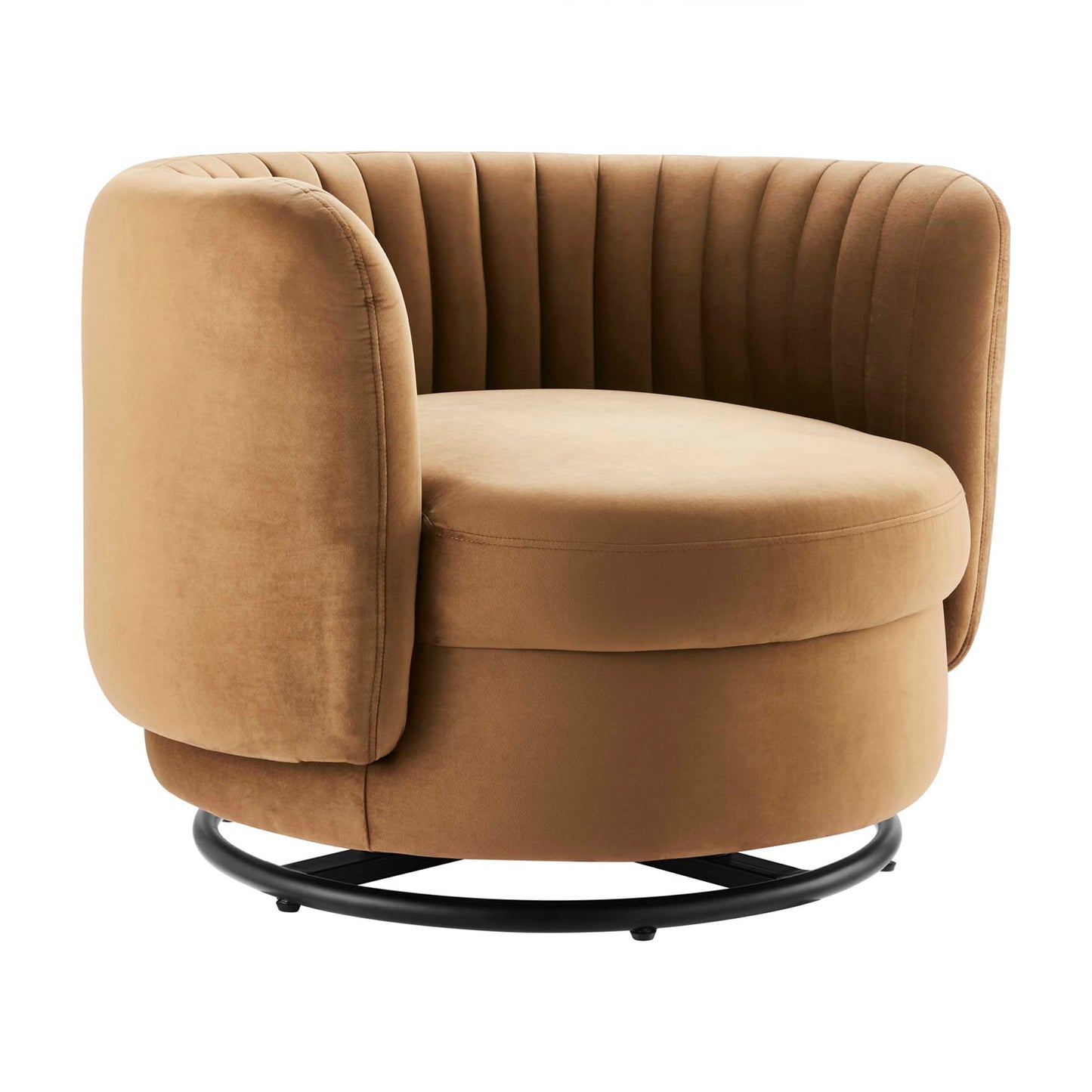Modway Outlet Embrace Tufted Performance Velvet Swivel Chair by Modway  Living Room Furniture Black Cognac - EEI-4998-BLK-COG