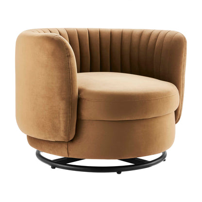 Modway Outlet Embrace Tufted Performance Velvet Swivel Chair by Modway  Living Room Furniture Black Cognac - EEI-4998-BLK-COG