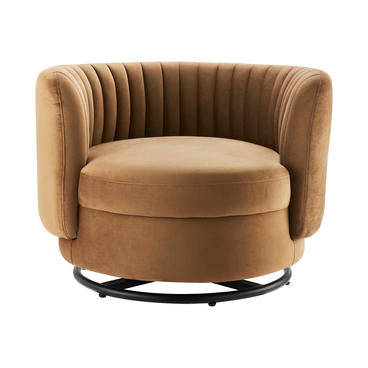 Modway Outlet Embrace Tufted Performance Velvet Swivel Chair by Modway  Living Room Furniture Black Cognac - EEI-4998-BLK-COG